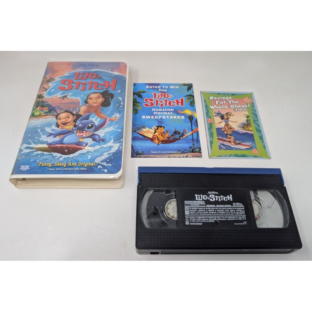 Lilo And Stitch VHS Disney Clamshell Tape With Promo Inserts Complete Video Tape